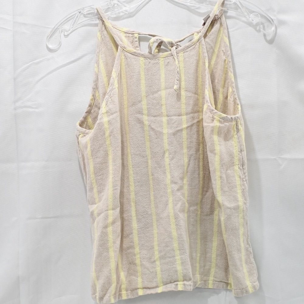 Ann Taylor Loft Tank Linen Halter Size XS Wheat and Yellow